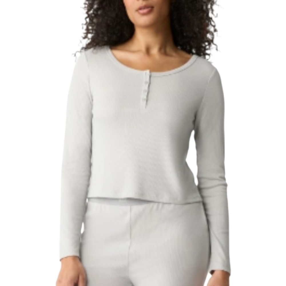 GAP GapBody Women's Long-Sleeve Rib Pajama Top ONLY Gray Size SZ:XL